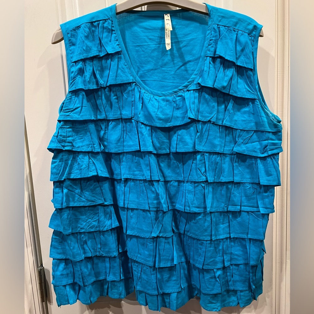 Etc Blue 100% Cotton Sleeveless Top Sz 1x